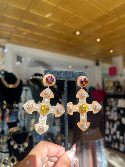 Crystal Cross Earring