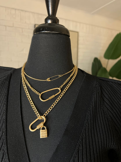 Lock and Safety layered necklace