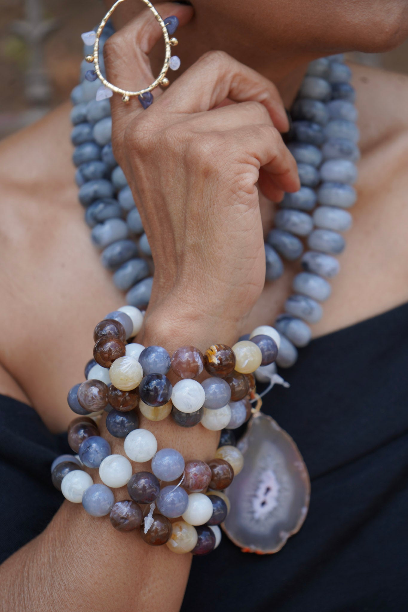 Charcoal Drop Bracelet Set