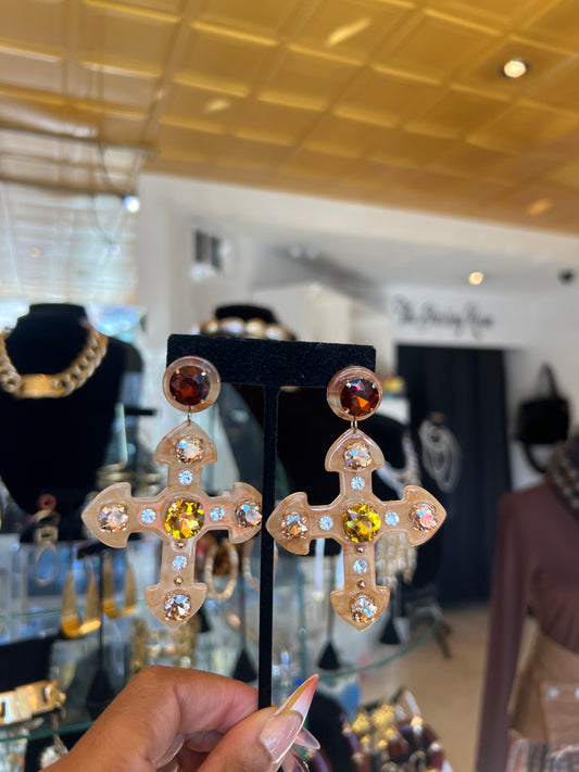 Crystal Cross Earring