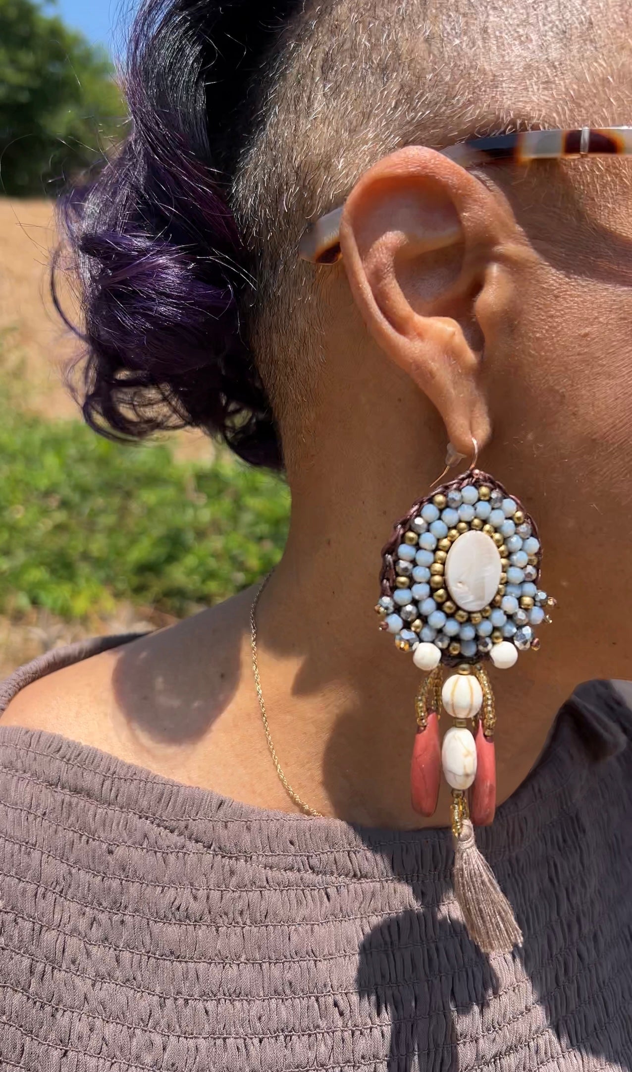 Chocolate Drop Beaded Earring